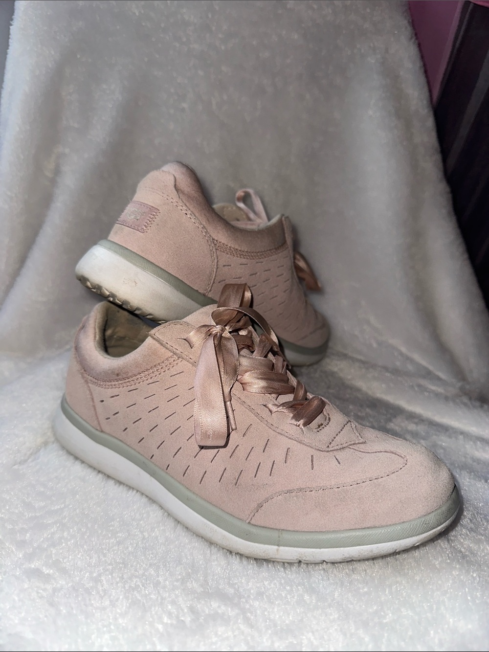 UGG Sneakers- Pink with Satin Laces Women’s Size 7- Energ Comfort Soles
